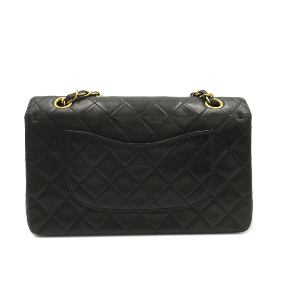 Chanel Black Lambskin Bag Flap Matelasse Shoulder Chain Double - Picture 1 of 10